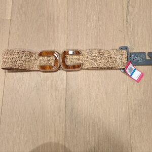 Vince Camuto Natural Brown Woven Belt with Buckle
